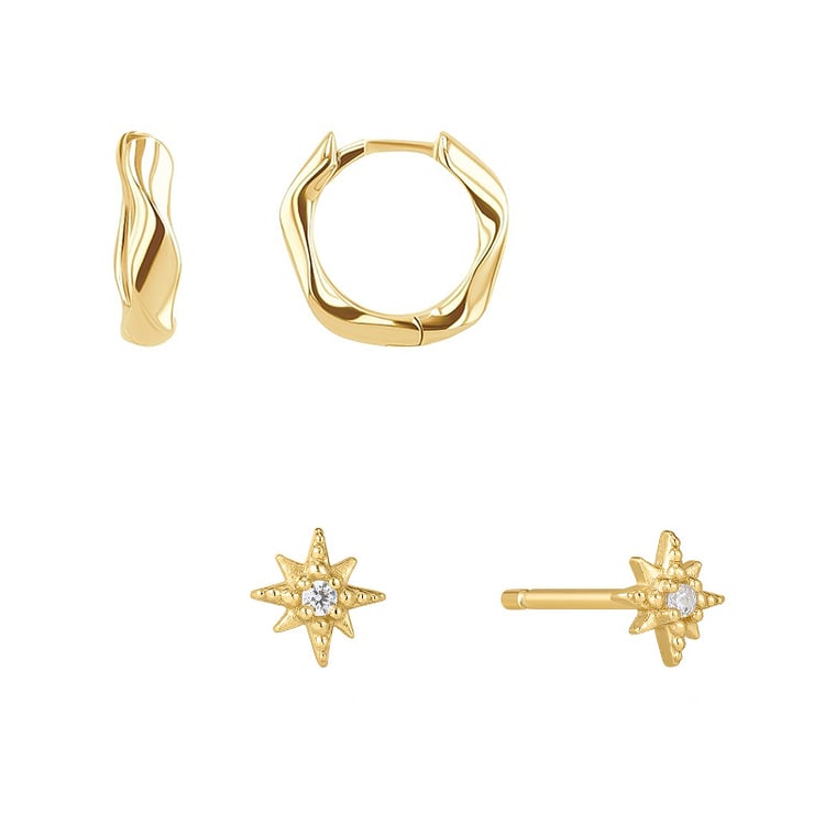 Set aus vergoldeten Ohrringen mit Zirkonia