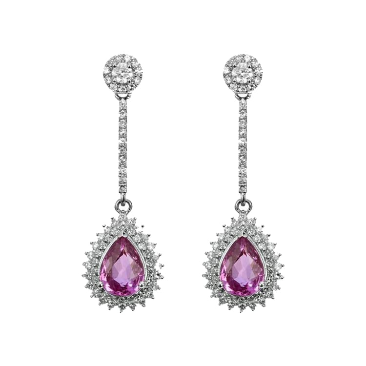 Ohrringe mit rosa Saphiren und Diamanten Karmen
