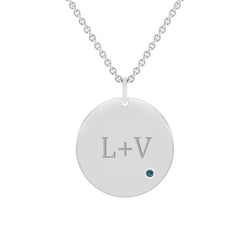 Platinanhänger mit blauem Diamanten und Gravur Cassius