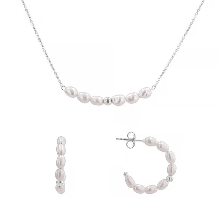 Silbernes Schmuckset mit Perlen 164098