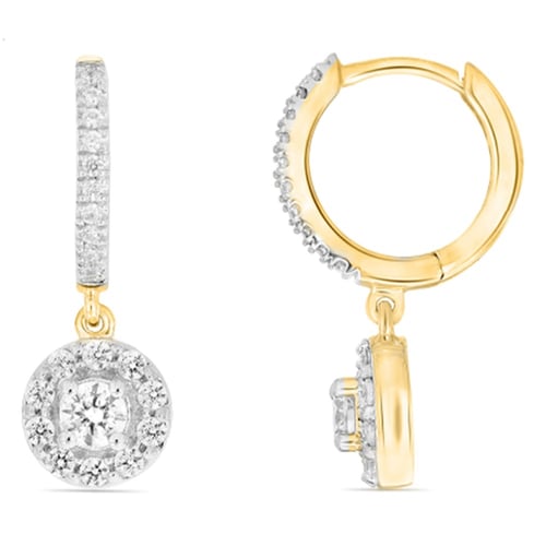Goldene runde Ohrringe mit 0.13ct Lab Grown Diamanten Madhu