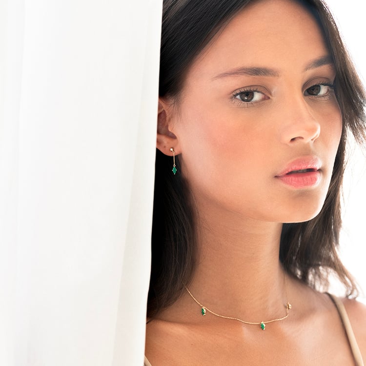 Goldene Kette mit brasilianischen Smaragden 143216