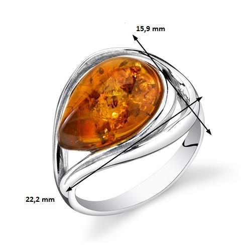 Silberner Ring mit Bernstein Wasily