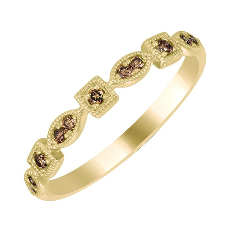 Goldener Halb-Eternity Ring mit Champagne-Diamanten Hadya 69755