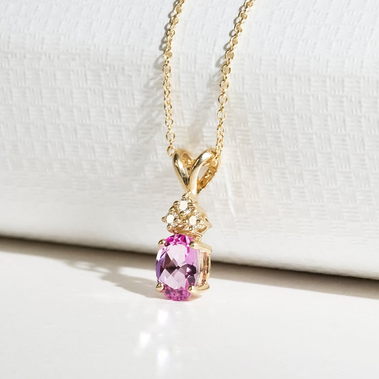 Goldanhänger mit rosa Saphir und Diamanten Tamatha 116052