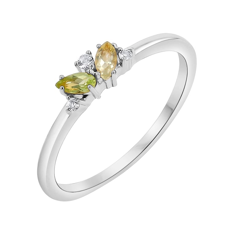 Silberring mit einem Cluster aus Topasen, Quarzen und Olivinen Verano 148641