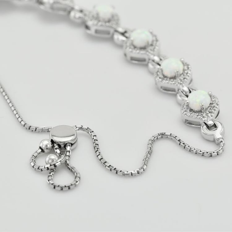 Elegantes silbernes Armband mit weißen Opalen Leobotes 31932