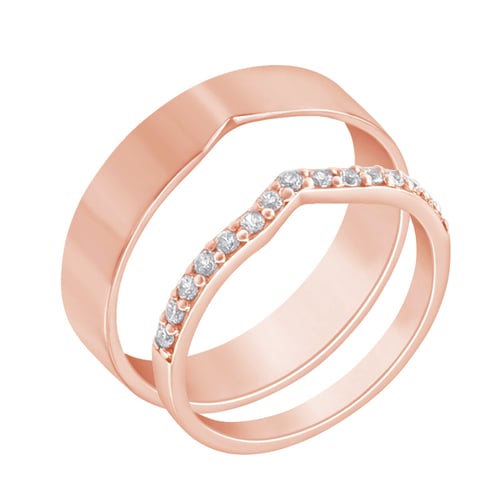 Eternity Ring aus Gold mit Moissaniten und flachem Herrenring Marveille