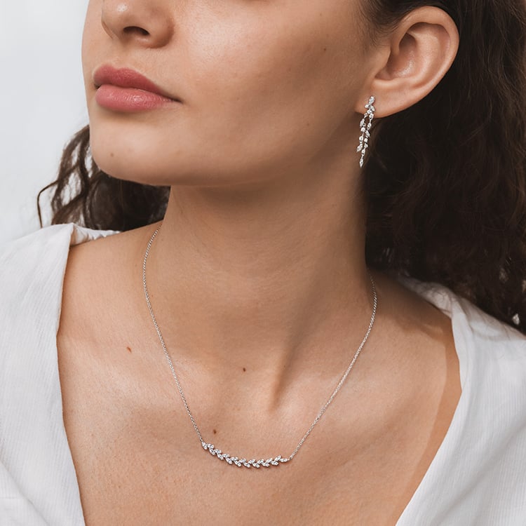 Diamantkette in Blattform Ophelia 153773