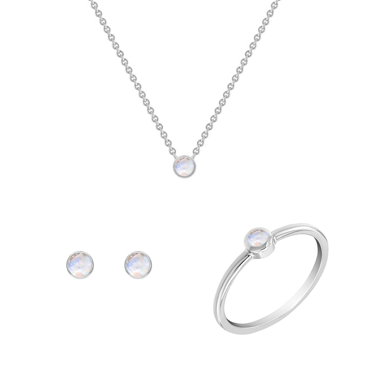 Minimalistisches Set aus Schmuckstücken mit Mondsteinen Livy 147504