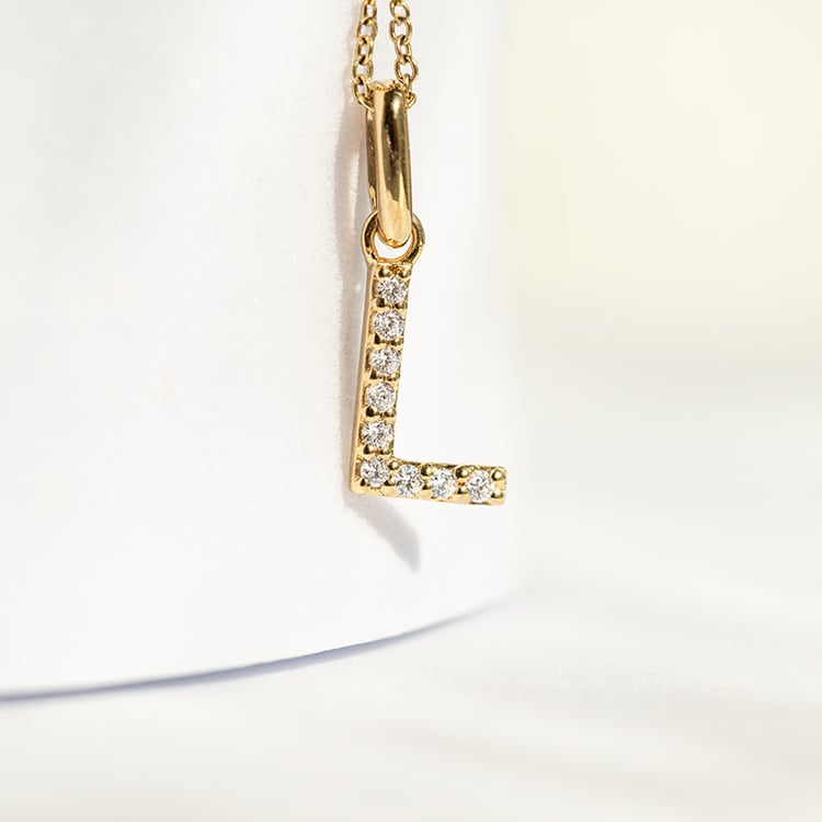 Silberner Buchstaben-Anhänger mit Lab Grown Diamanten Letra 143898