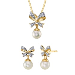 Perlenschmuck Set mit Schleife und Diamanten Cherlys