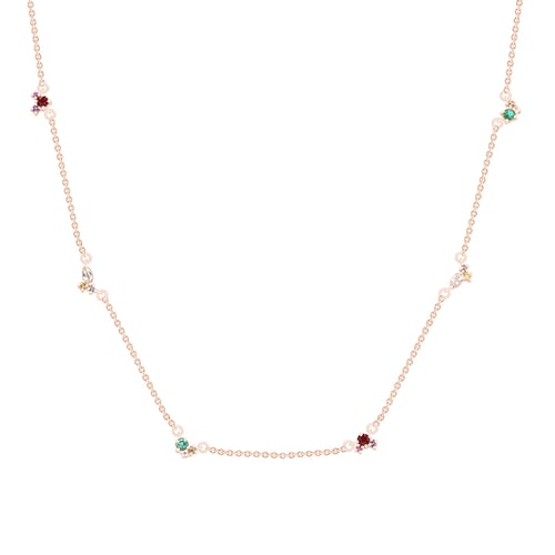 Cluster Kette mit farbigen Edelsteinen Ditte