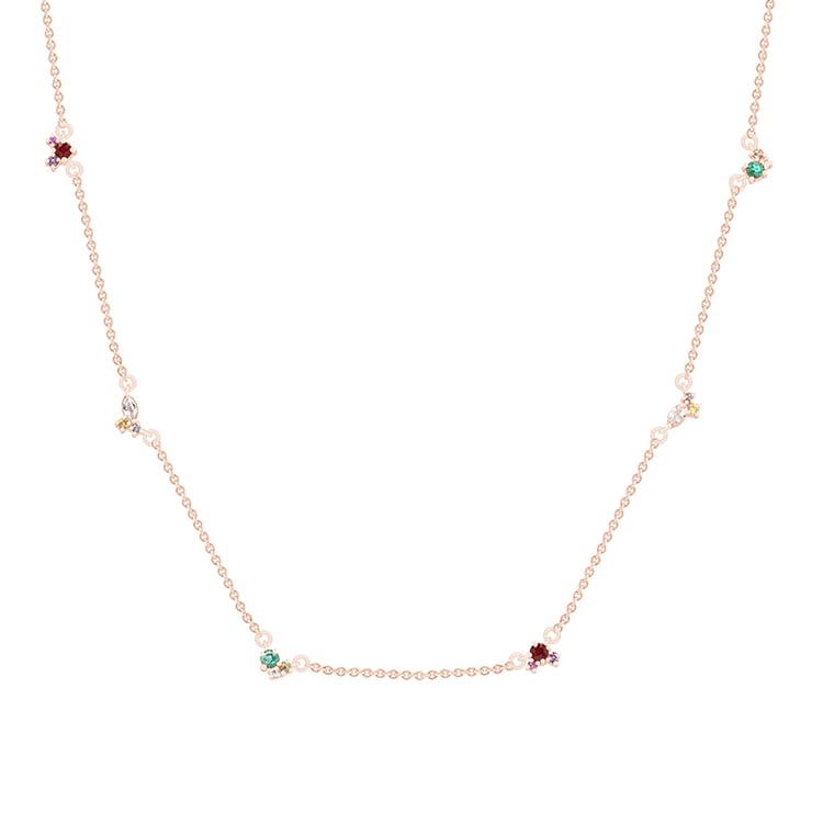 Cluster Kette mit farbigen Edelsteinen Ditte 90892
