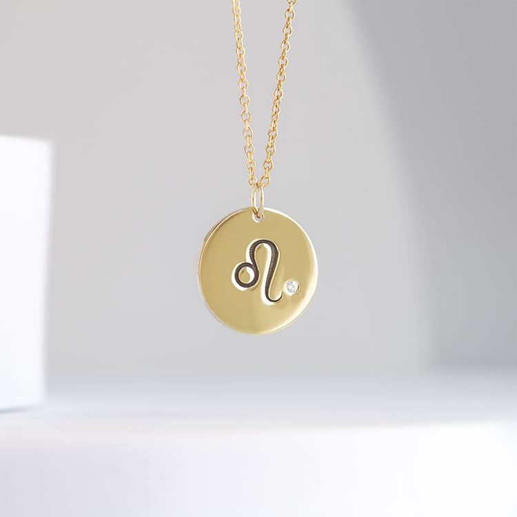 Silberner Anhänger mit Sternzeichen und einem Diamanten Löwe 144225