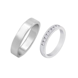 Eternity Eheringe aus Platin mit flachem Herrenring Nosian