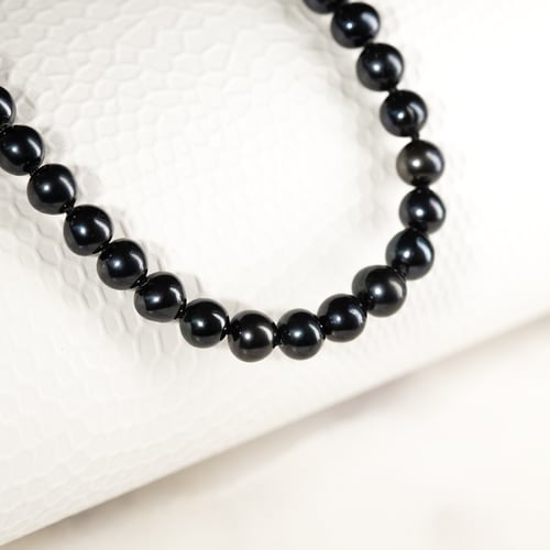 Silbernes Armband mit schwarzen Perlen Remiel