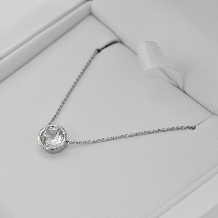 Halskette aus Platin mit weißem Topas Jonie 71113