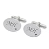 Silberne Manschettenknöpfe mit Gravur und schwarzen Diamanten Janvier