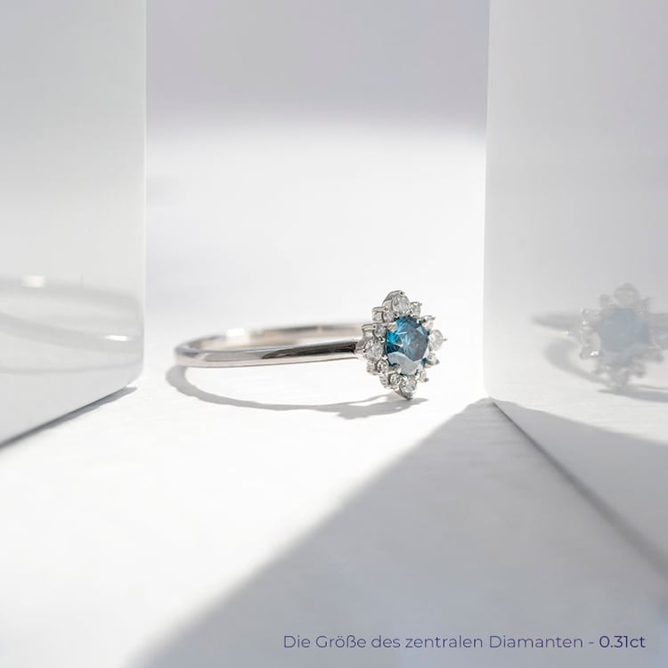 Verlobungsring mit einem zertifizierten fancy blue Lab Grown Diamanten Febe 114148
