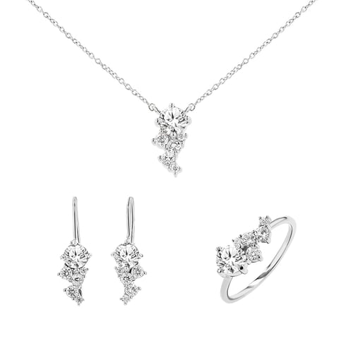 Schmuckset aus Cluster Schmuck mit Lab Grown Diamanten Ester