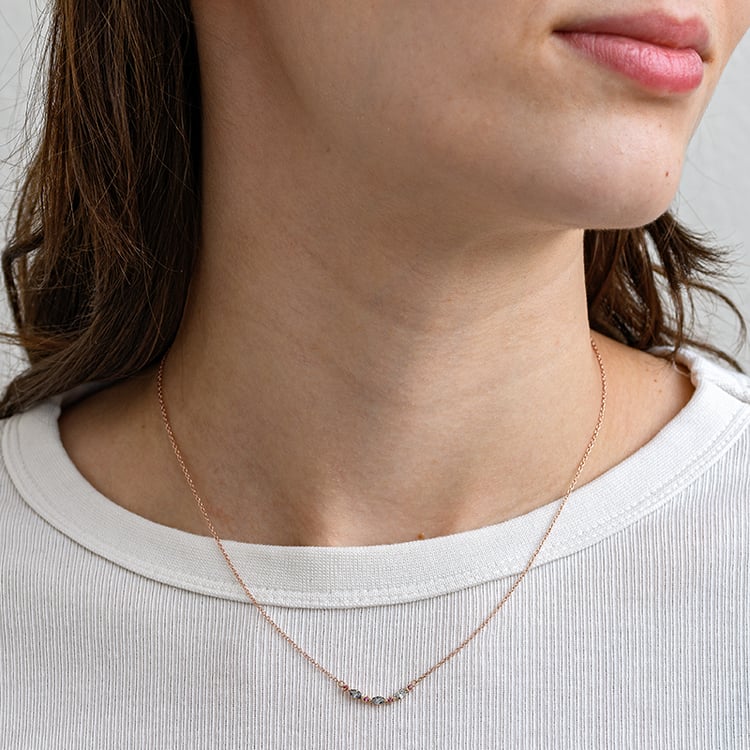 Halskette mit Salt and Pepper Diamanten in Marquise Form und Turmalinen Milli 133765