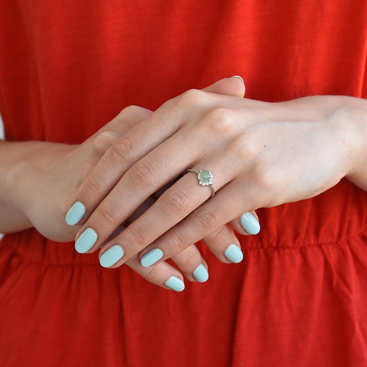 Goldener Ring mit Avanturin und Diamanten Ammiel 82107