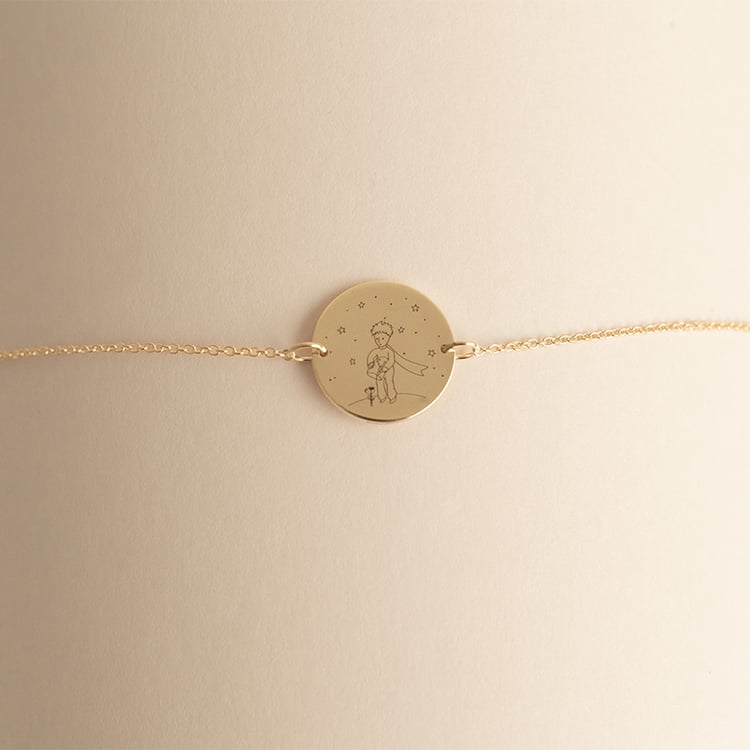 Silbernes Armband Der Kleine Prinz mit Rose und Gravur 121884