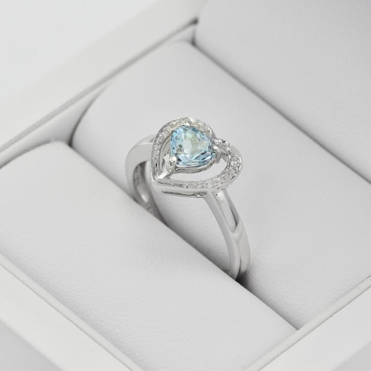Goldener Ring mit Aquamarinherz und Diamanten Liola 27512