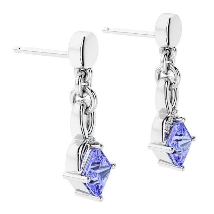 Silberne Ohrringe mit simulierten Tansaniten und Lab Grown Diamanten 165302