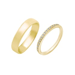 Trauringe aus 585 Gold mit Memoire Ring und Court Ring Lorne