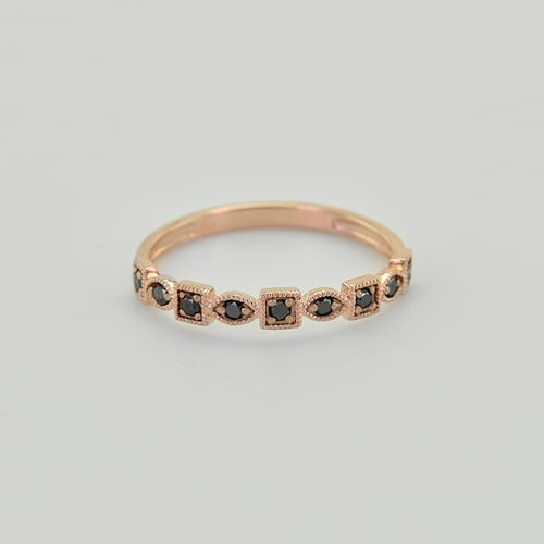 Goldener Memoryring mit schwarzen Diamanten Sanel