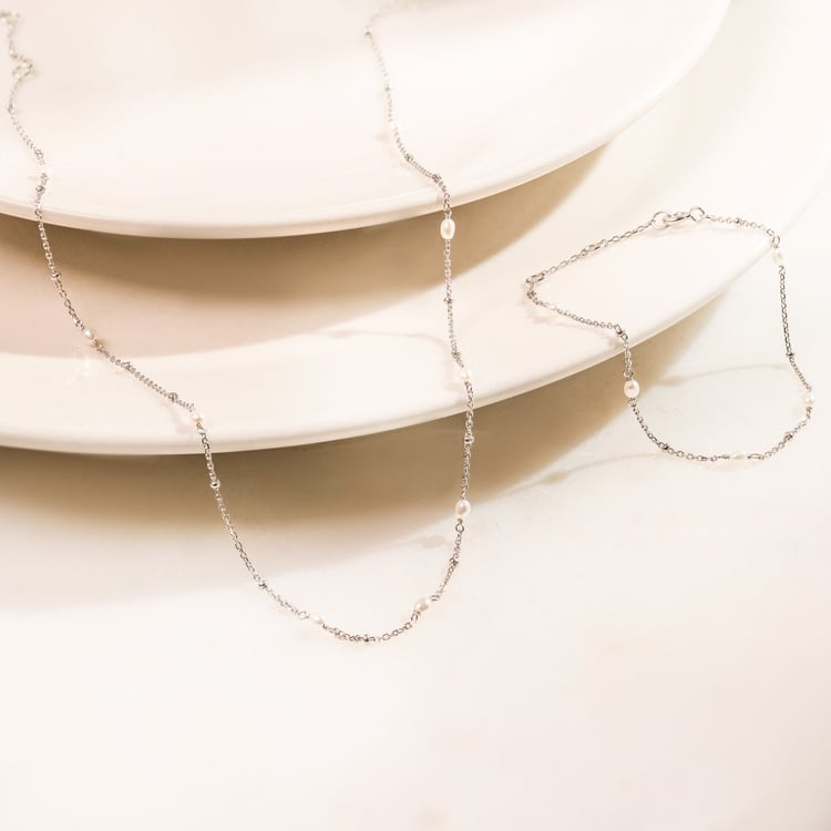 Silberne Halskette mit Perlen Landia 164621