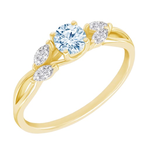 Verlobungsring mit Aquamarin und Moissaniten Halym