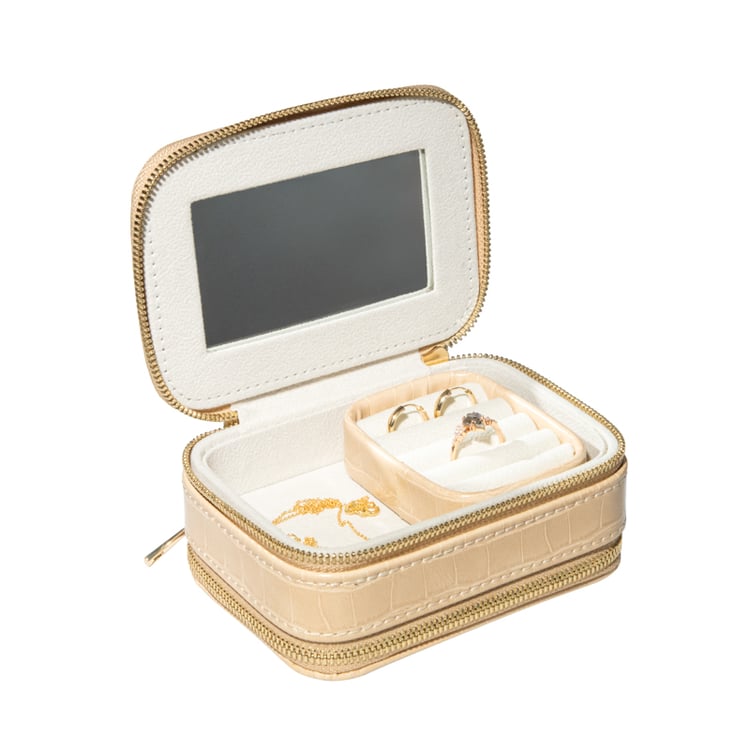 Beigefarbene Reise-Schmuckschatulle Venice