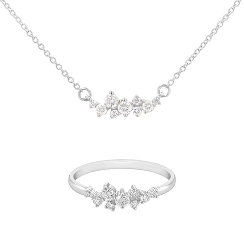 Set aus Cluster Schmuck mit Diamanten Spark