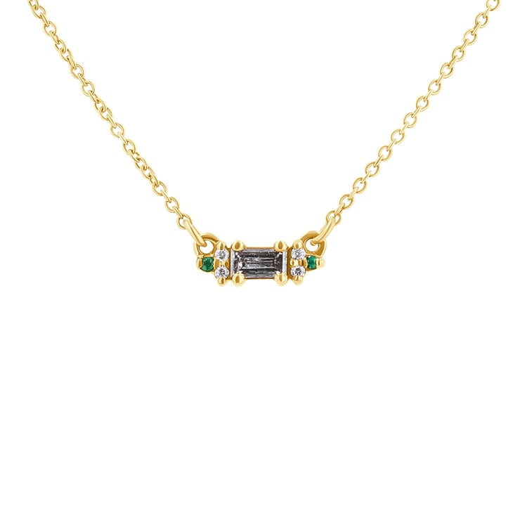 Kette mit Salt and Pepper Diamant, Smaragden und Moissaniten Matilda