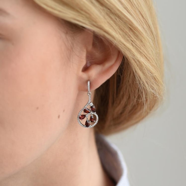 Silberne Ohrringe voller Granate Sisia 52704