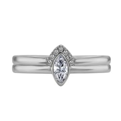 Goldenes Set mit zertifiziertem Diamant im Marquiseschliff Eliwa