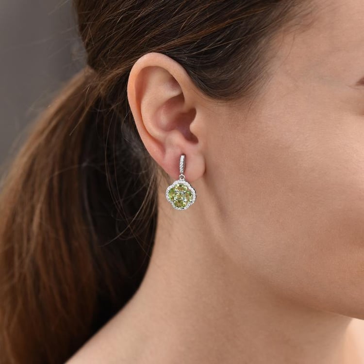 Silberne Ohrringe mit Olivinen 46083