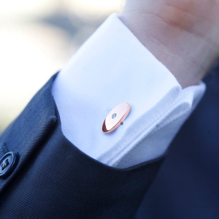 Ovale Manschettenknöpfe aus Roségold mit Diamanten Obert 60414