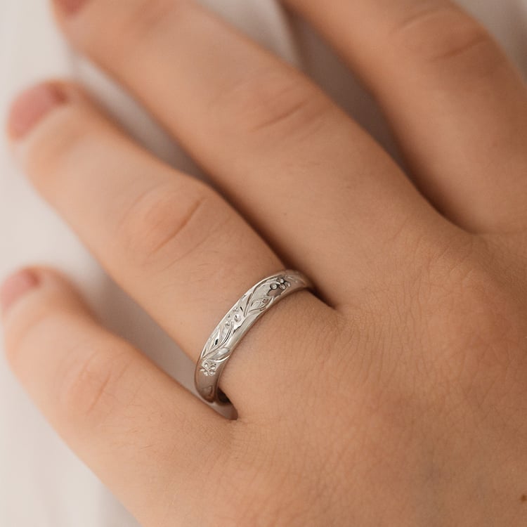 Platin Trauringe mit Blumenmotiv Montros 157878