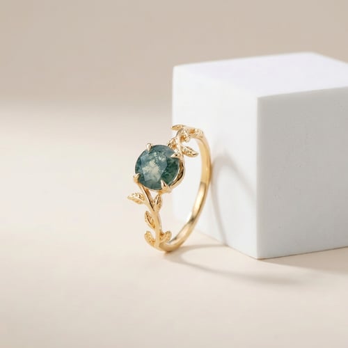 Einzigartiger Ring mit Moosachat Samuela