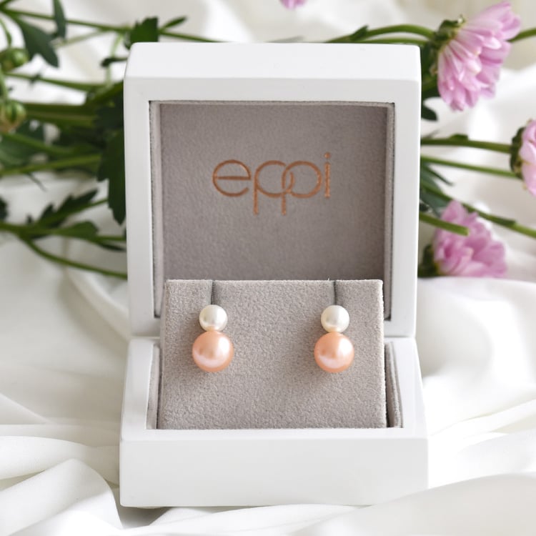 Ohrringe mit weißen und pfirsichfarbenen Perlen Hedda 83237