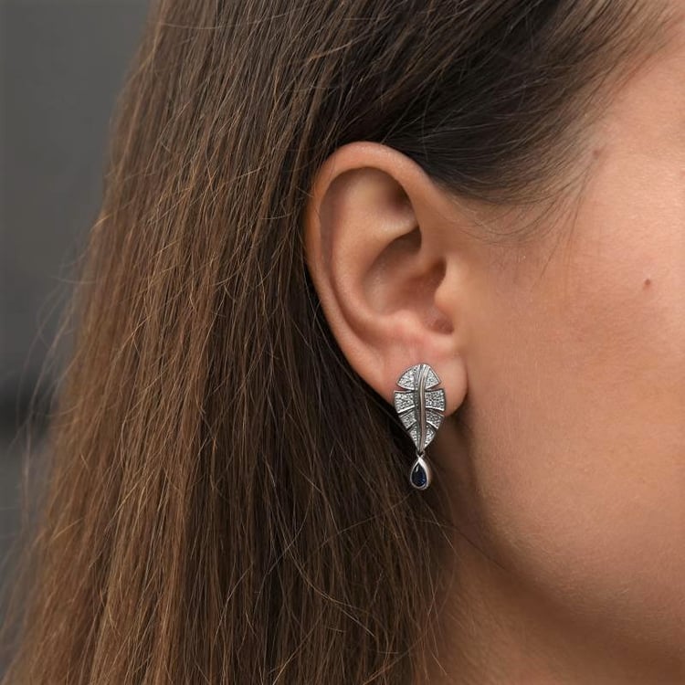 Silberne Ohrringe in Blätterform Eleanora 106623