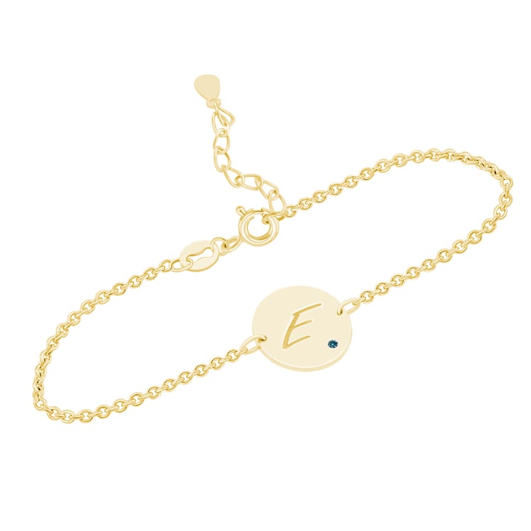 Silberarmband mit blauem Diamant und Gravur eines Buchstabens Dian 142204