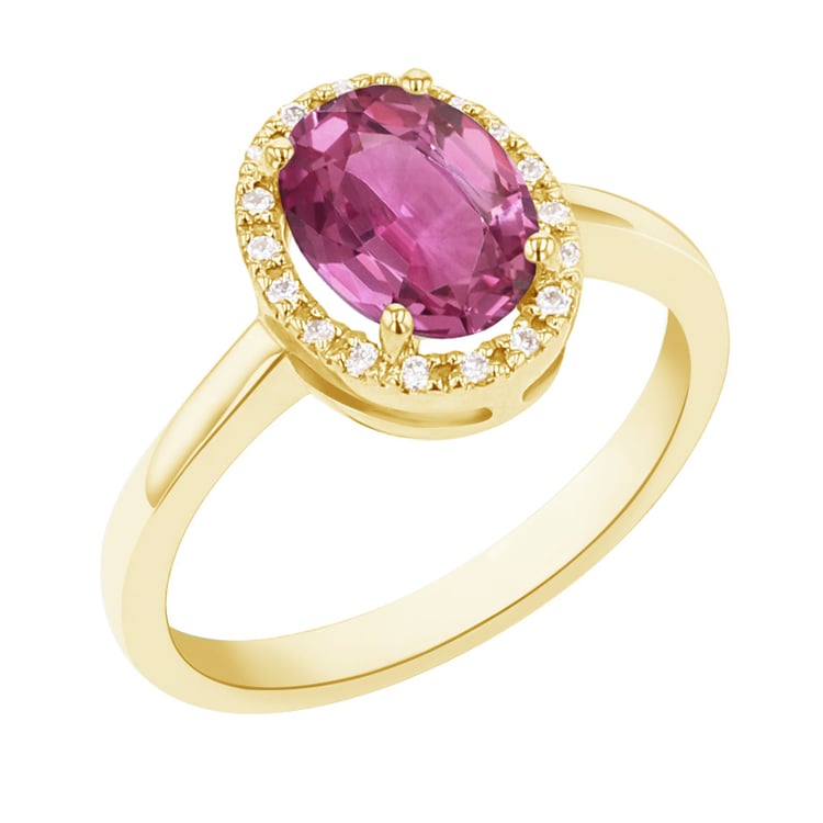 Goldener Verlobungsring mit rosa Saphir und Diamanten Arya 140732