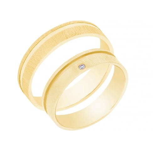Goldene Eheringe mit Diamant Miah