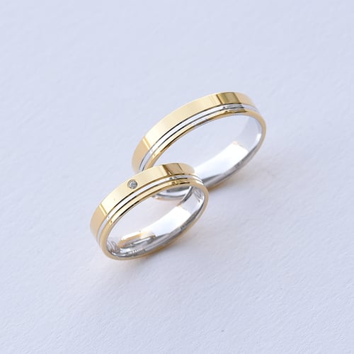 Zweifarbige Eheringe aus Gold mit Diamant Lonnell