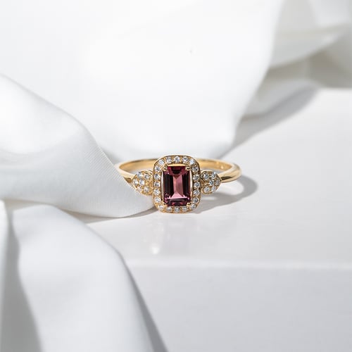 Goldener Verlobungsring Turmalin und Diamanten Marin